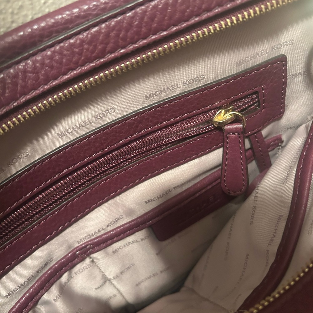 Michael Kors Plum Leather Purse with Gold Accents - Picture 5 of 5